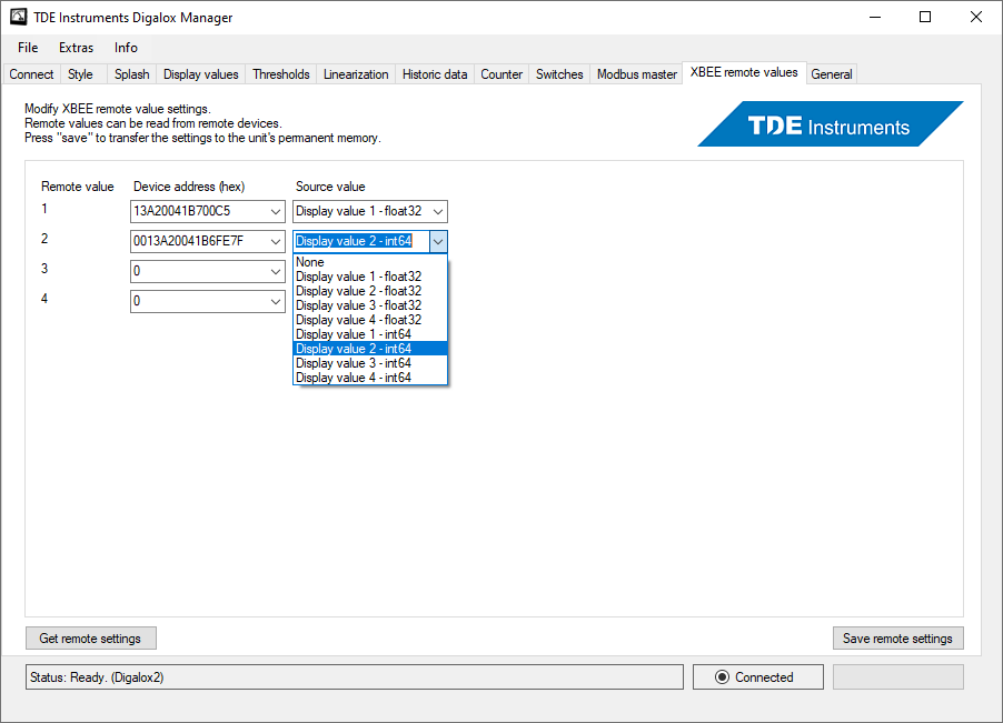 Digalox Manager modbus master